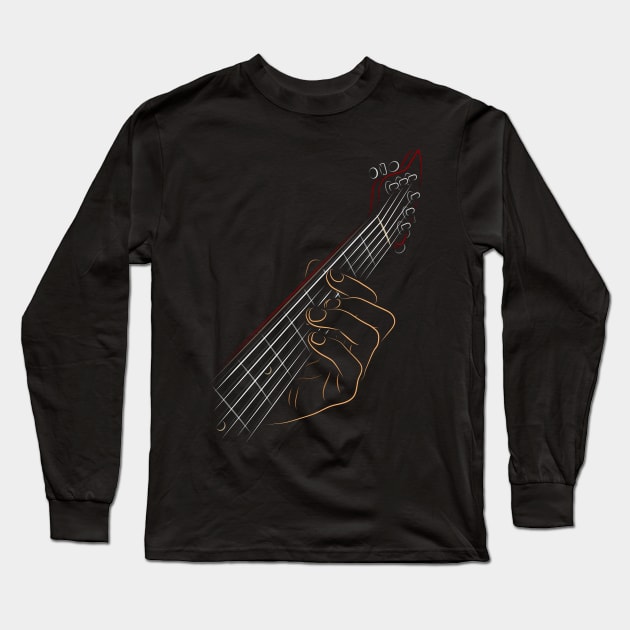 C Major Guitar Chord Shape Long Sleeve T-Shirt by dokgo